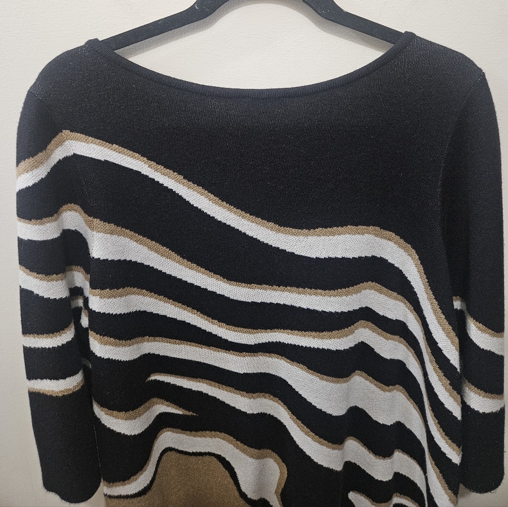Chico's Animal Print Stripe Soft Stretch Office Casual Sweater Size 2/Large - Picture 8 of 14